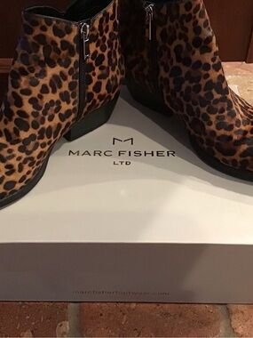 Marc Fisher Leopard Print Ankle Booties - Brown & Black